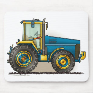 Blue Big Tractor Mouse Pads