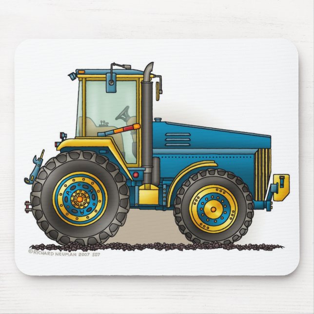 Blue Big Tractor Mouse Pads (Front)