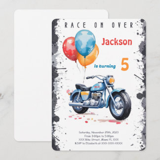 Blue Bike Birthday Invitation