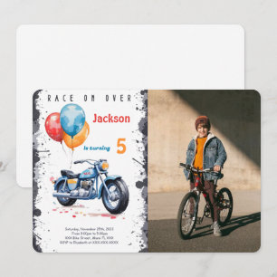 Blue Bike Birthday Photo Invitation