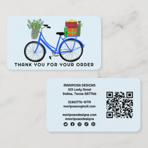 Blue Bike Gifts Customer Order Thank You QR Code Business Card