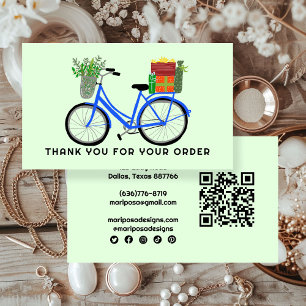 Blue Bike Gifts Customer Order Thank You QR Code Business Card