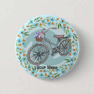 Blue Bike Ornament 6 Cm Round Badge