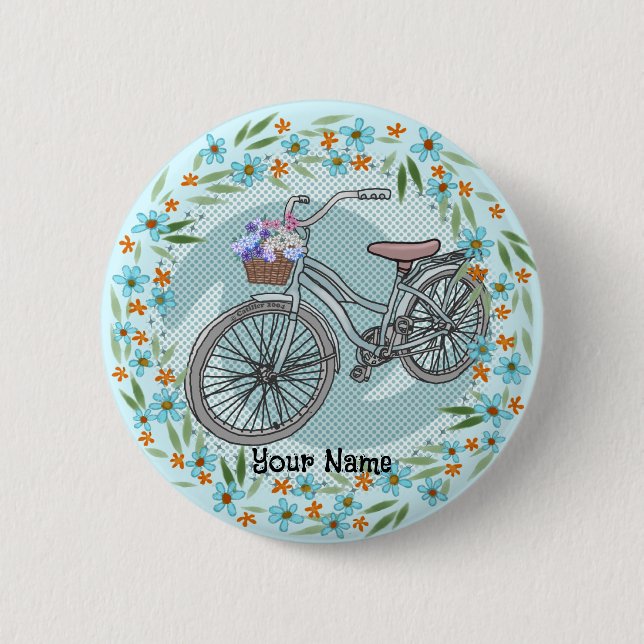 Blue Bike Ornament 6 Cm Round Badge (Front)
