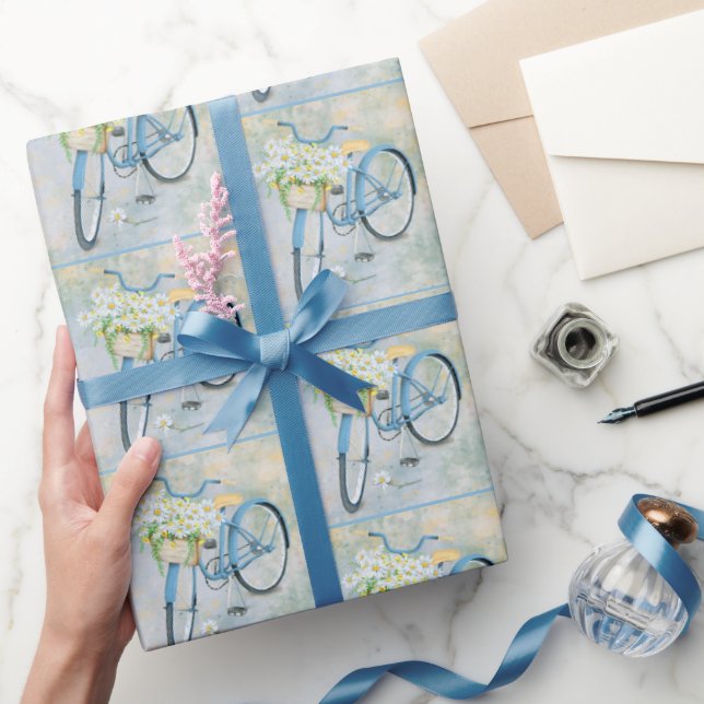 Blue Bike with Daisies Wrapping Paper (Gifting)