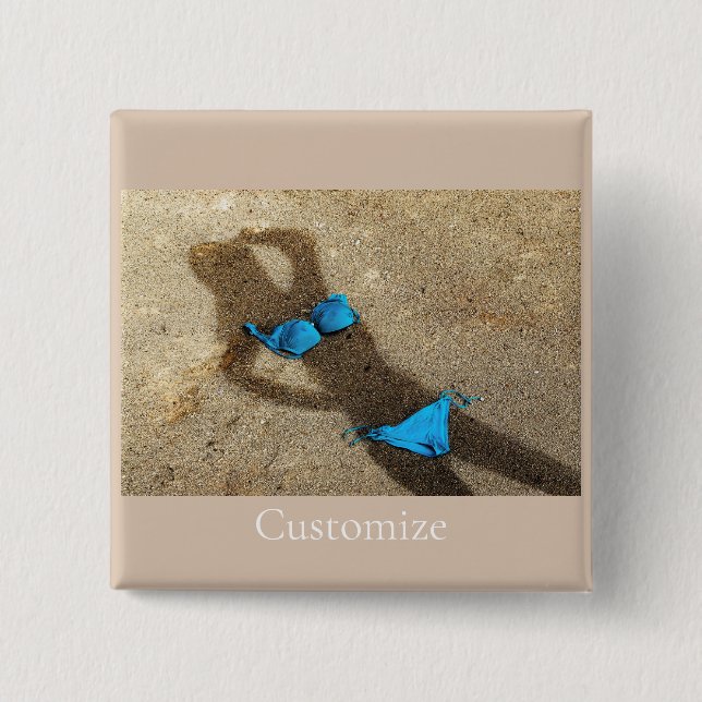 Blue Bikini Beach Sand Thunder_Cove 15 Cm Square Badge (Front)