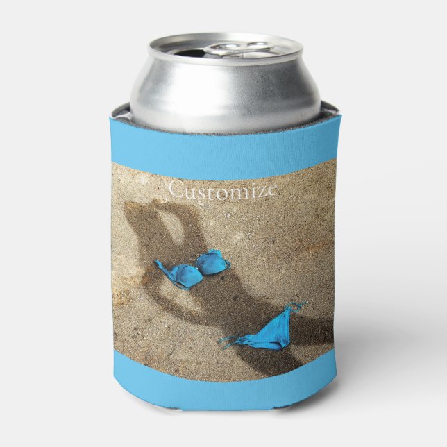 Blue Bikini Beach Sand Thunder_Cove  Can Cooler (Can Front)