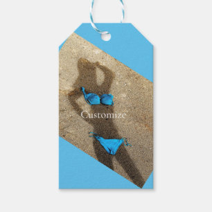 Blue Bikini Beach Sand Thunder_Cove Gift Tags