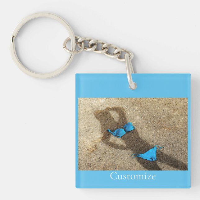 Blue Bikini Beach Sand Thunder_Cove Key Ring (Front)