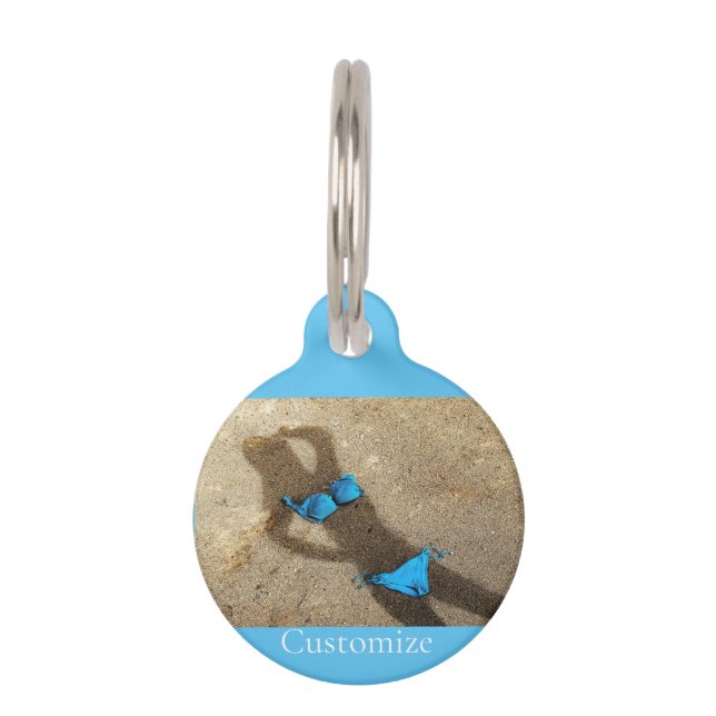 Blue Bikini Beach Sand Thunder_Cove Pet Tag (Front)