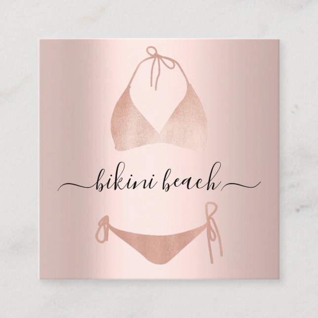 Blue Bikini Lingerie Beach Costume Underwear Shop Square Business Card (Front)