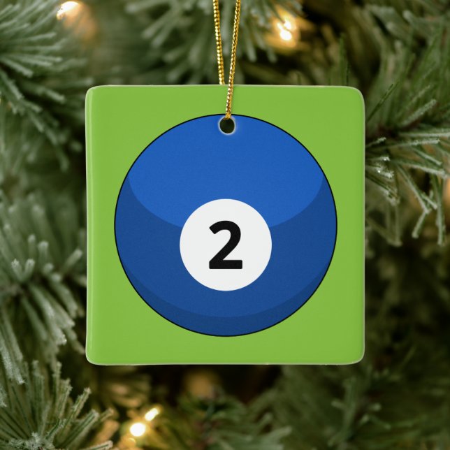 Blue Billiard Ball Number Two Ceramic Ornament (Tree)