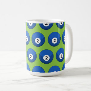 Blue Billiard Ball Number Two Pattern Coffee Mug