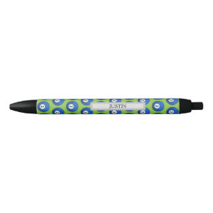Blue Billiard Ball Number Two Pattern Personalise Black Ink Pen
