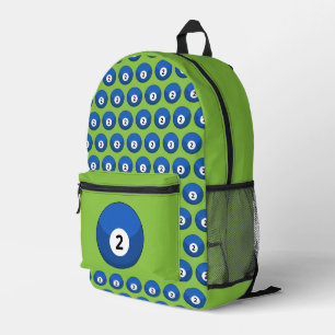 Blue Billiard Ball Number Two Pattern Printed Backpack