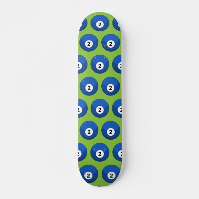 Blue Billiard Ball Number Two Pattern Skateboard (Front)