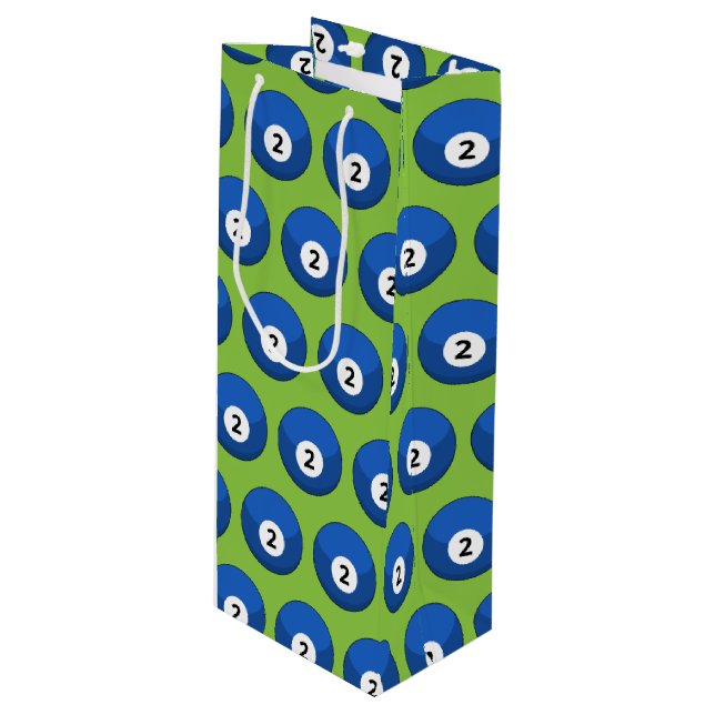 Blue Billiard Ball Number Two Pattern Wine Gift Bag (Front Angled)
