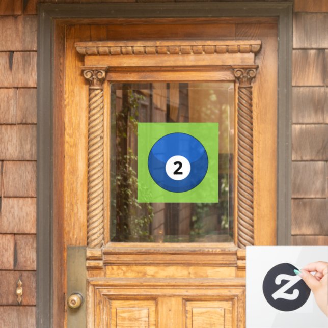 Blue Billiard Ball Number Two Window Cling (Home Door)