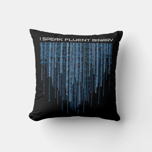 Blue Binary Code Cushion (Front)