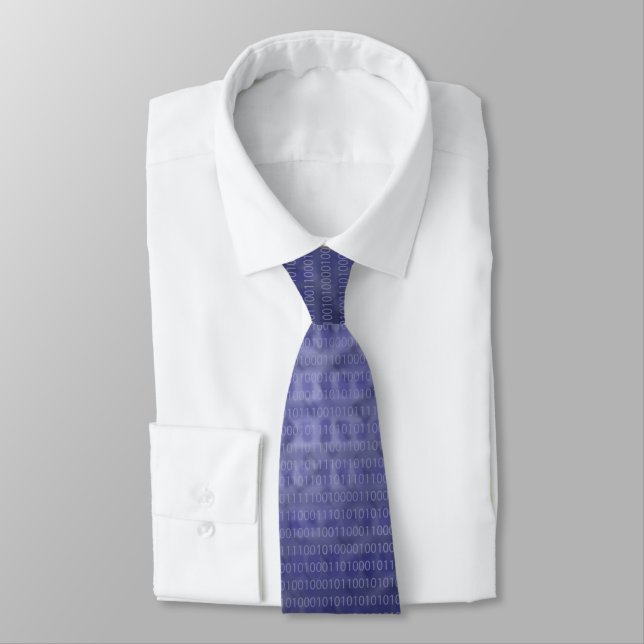 Blue Binary Code Tie (Tied)