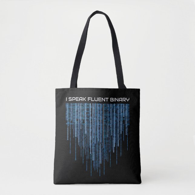 Blue Binary Code Tote Bag (Front)