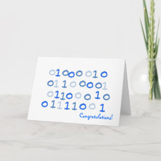 Blue binary new baby card