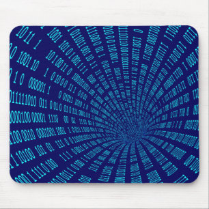 Blue Binary Tunnel Data Stream Concept Mouse Mat