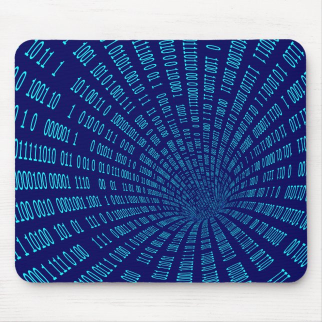 Blue Binary Tunnel Data Stream Concept Mouse Mat (Front)