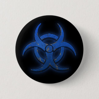 Blue Biohazard 6 Cm Round Badge