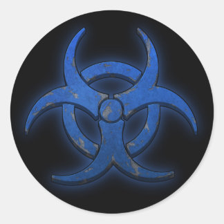 Blue Biohazard Classic Round Sticker
