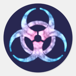 Blue Biohazard Symbol Classic Round Sticker