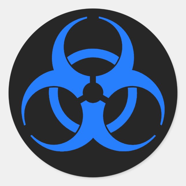 Blue Biohazard Symbol Sticker (Front)