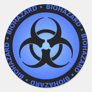 Blue Biohazard Symbol Sticker
