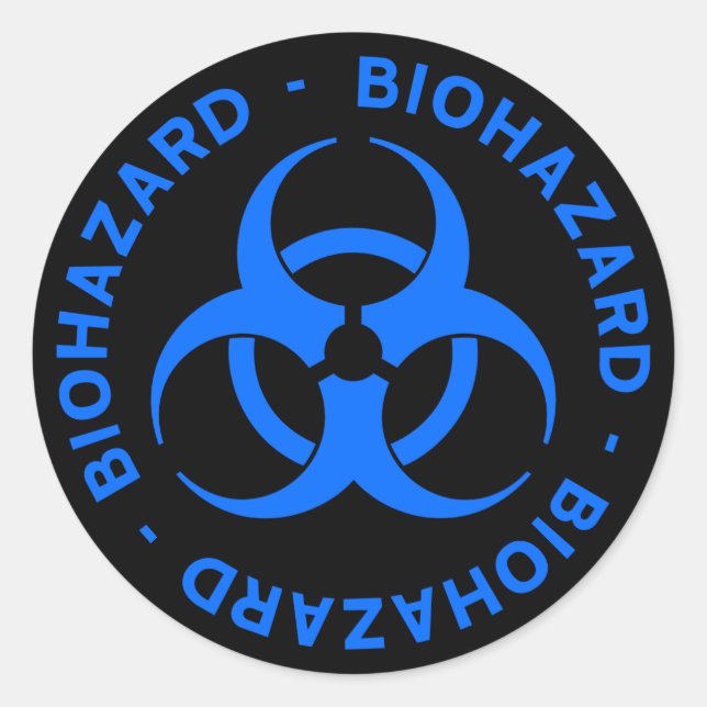 Blue Biohazard Symbol Sticker (Front)