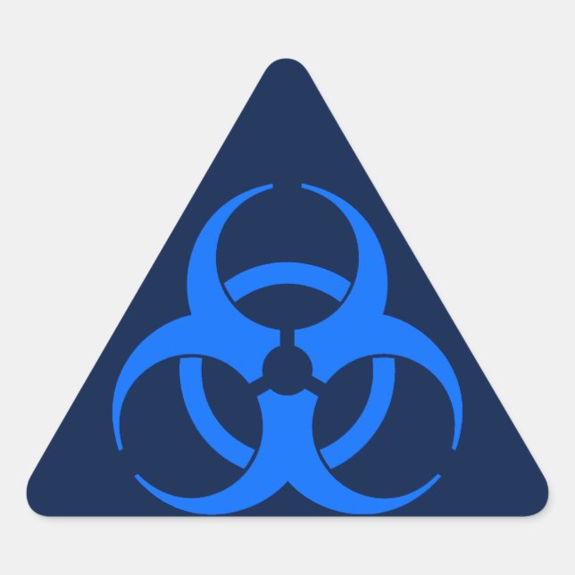 Blue Biohazard Symbol Triangle Sticker (Front)