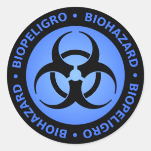 Blue Biohazard Warning Classic Round Sticker