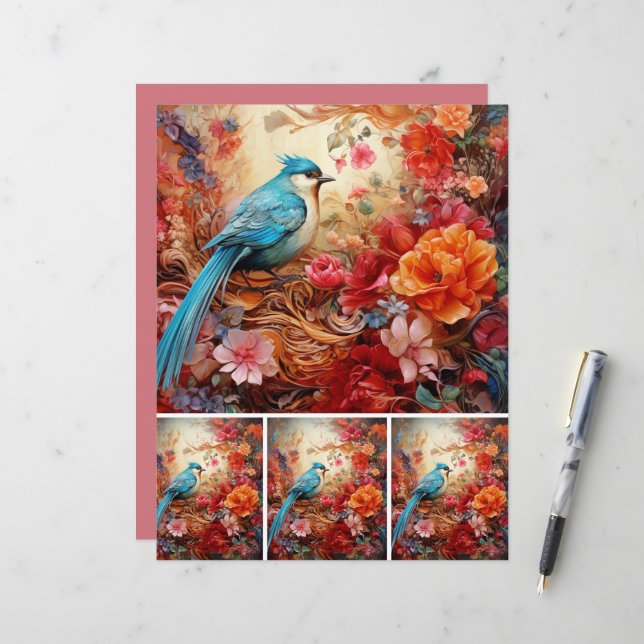 Blue Bird 1c pink (Front/Back In Situ)