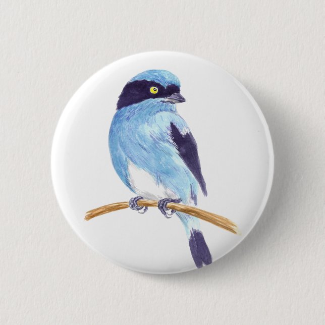 Blue bird 6 cm round badge (Front)