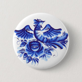 Blue bird 6 cm round badge