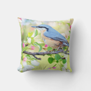 Blue Bird and Apple Blossoms Cushion