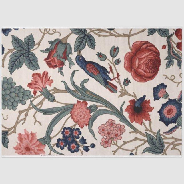 Blue bird and floral decouopage paper (Front)