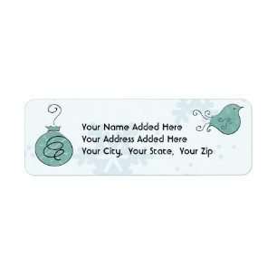Blue Bird and Ornament Return Address Labels
