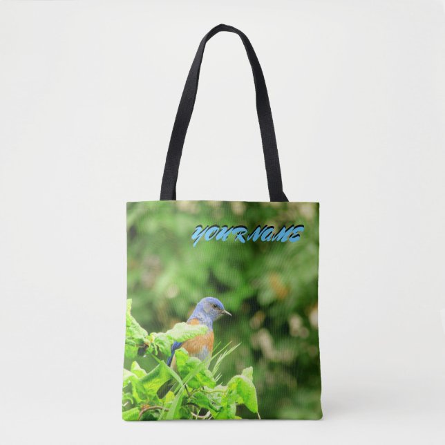 Blue Bird and your name Tote Bag (Front)