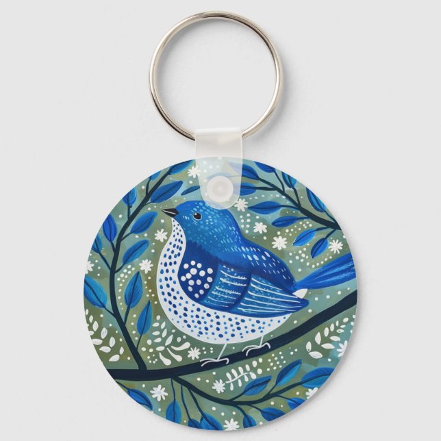 Blue Bird Art Key Ring (Front)