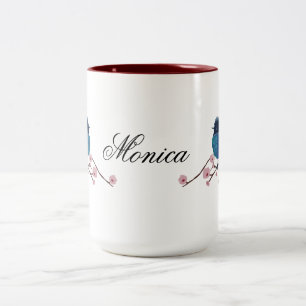 Blue Bird Art  Personalised Two-Tone Coffee Mug