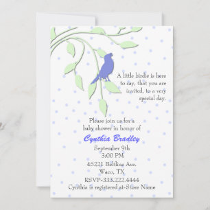 Blue Bird Baby Shower Invitation