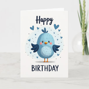 Blue Bird Birthday Wish Card