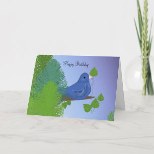 Blue Bird Birthday Wishes Card