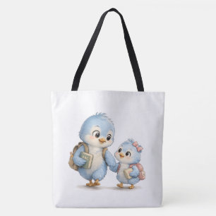 Blue Bird Black Handle Tote Bag