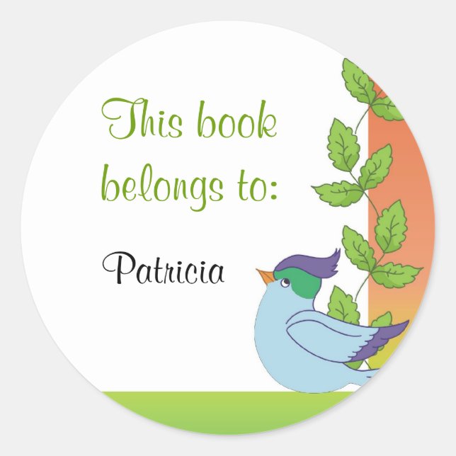 Blue Bird Bookplate Stickers (Front)